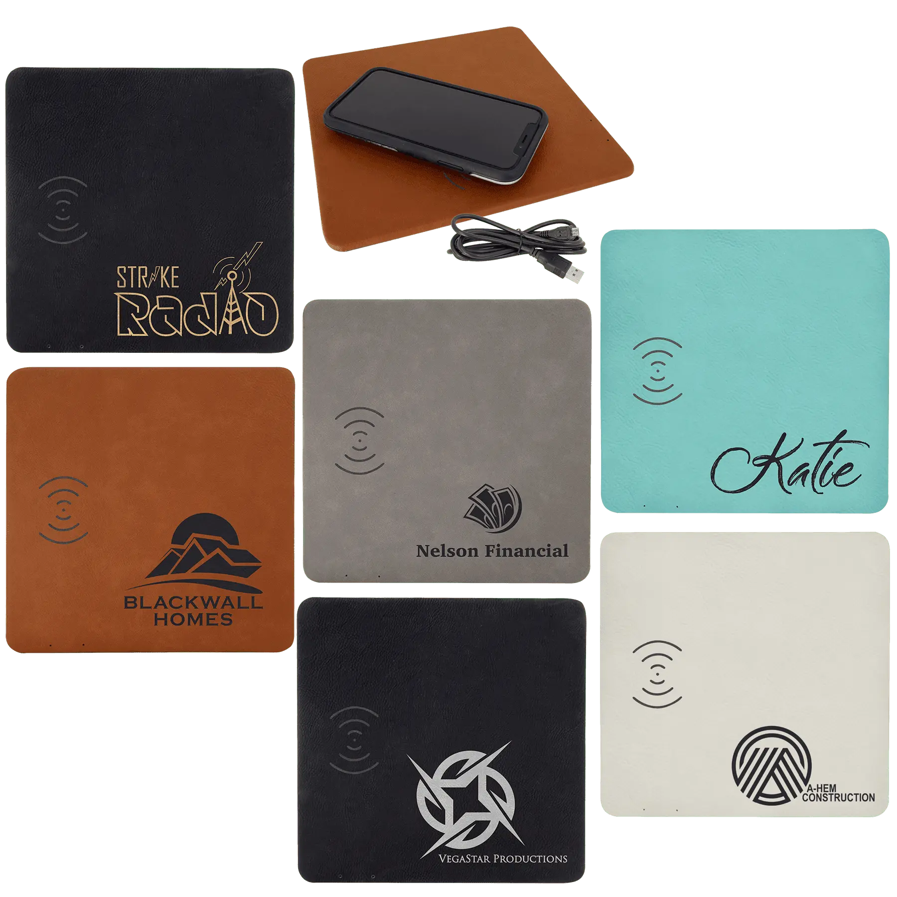 8" x 8" Leather Charging Mat